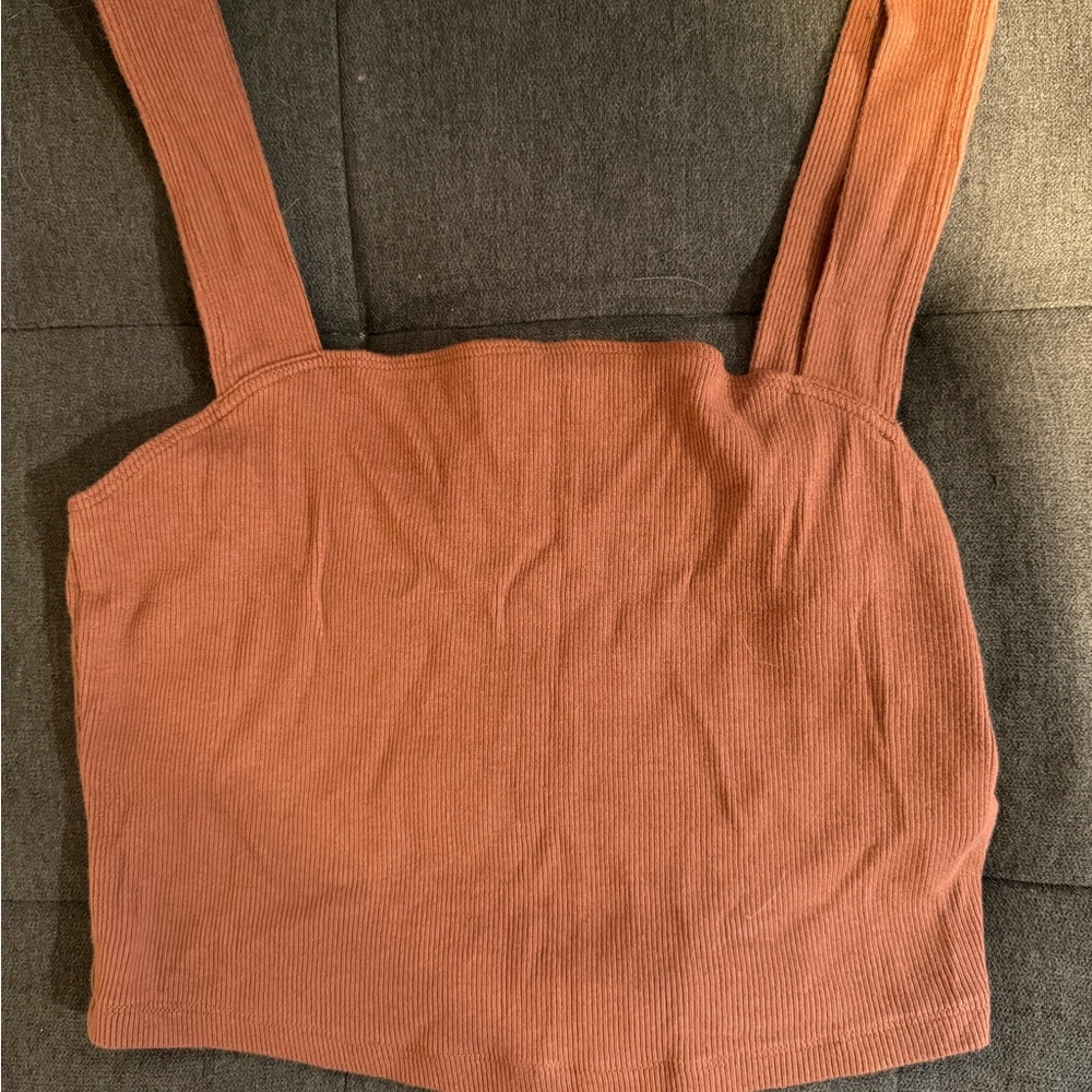 Abercrombie & Fitch Orange Sleeveless Fitted Crop Tank